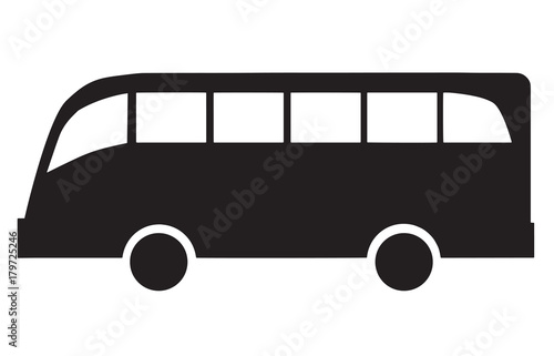 black silhouette vector of a bus on white background