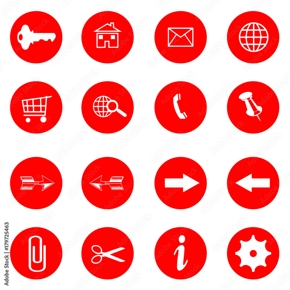 red buttons with internet icons vector set red buttons with internet icons vector set