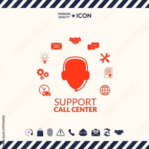 Technical support operator flat icon.