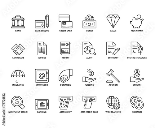 Line icons about finances
