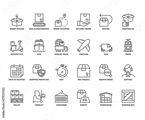 Line icons about shipping