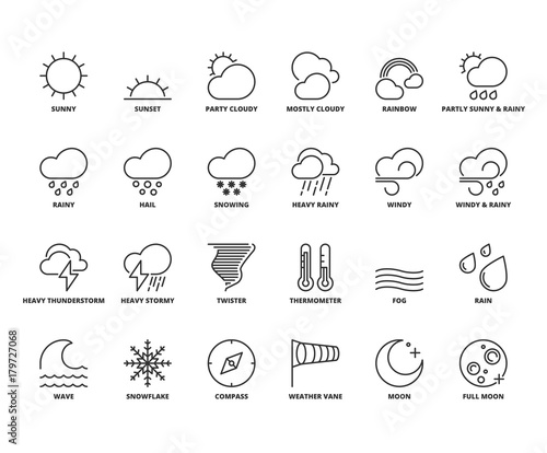 Line icons about the weather