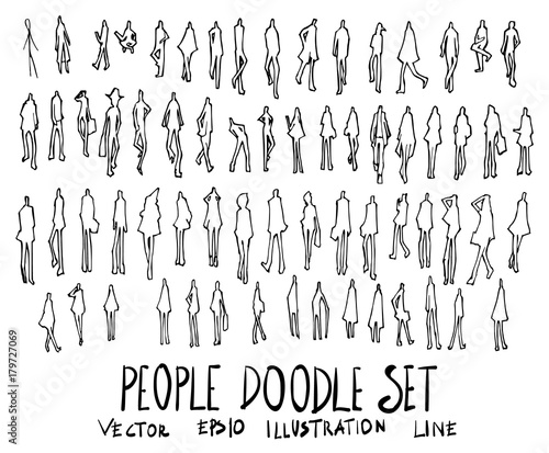 Set of People illustration Hand drawn doodle Sketch line vector eps10