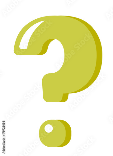 Green question mark vector cartoon illustration isolated on white background.