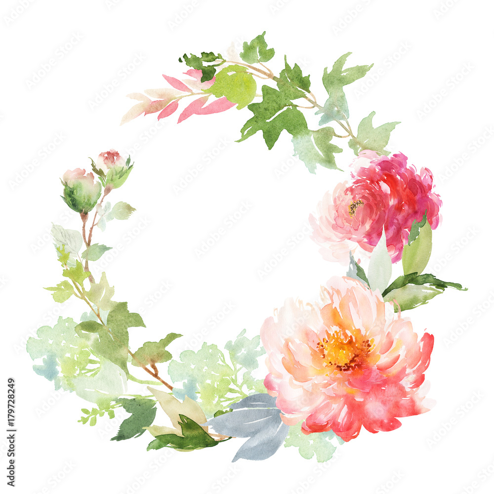 Greeting card with watercolor flowers handmade. Greeting card with watercolor flowers handmade.