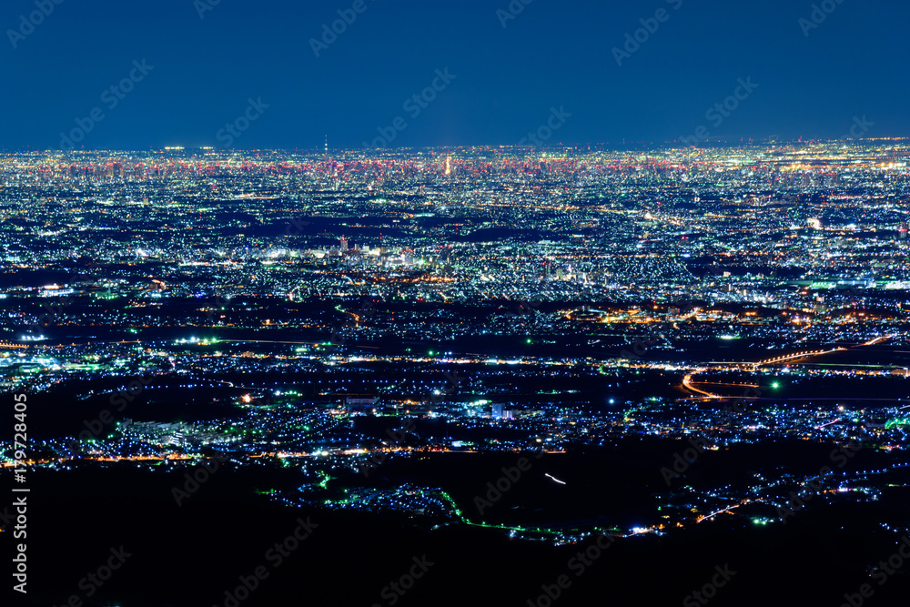 Fototapeta premium 東京～横浜～湘南の夜景 丹沢大山山頂からの風景