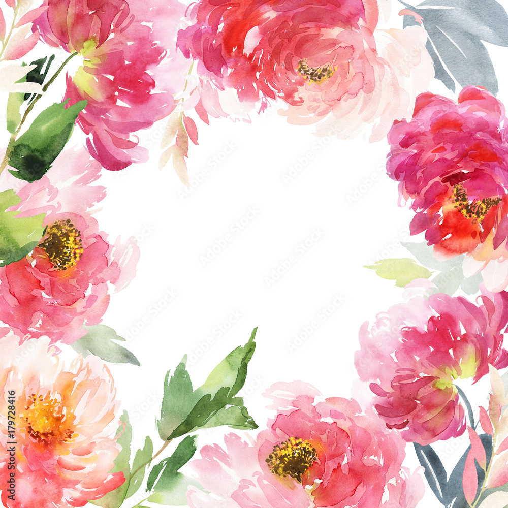 Greeting card with watercolor flowers handmade. Greeting card with watercolor flowers handmade.
