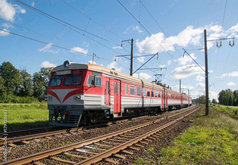Electric locomotive with a passenger train 