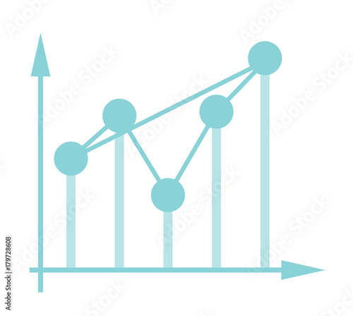 Fluctuating business chart in coordinate system vector cartoon illustration isolated on white background