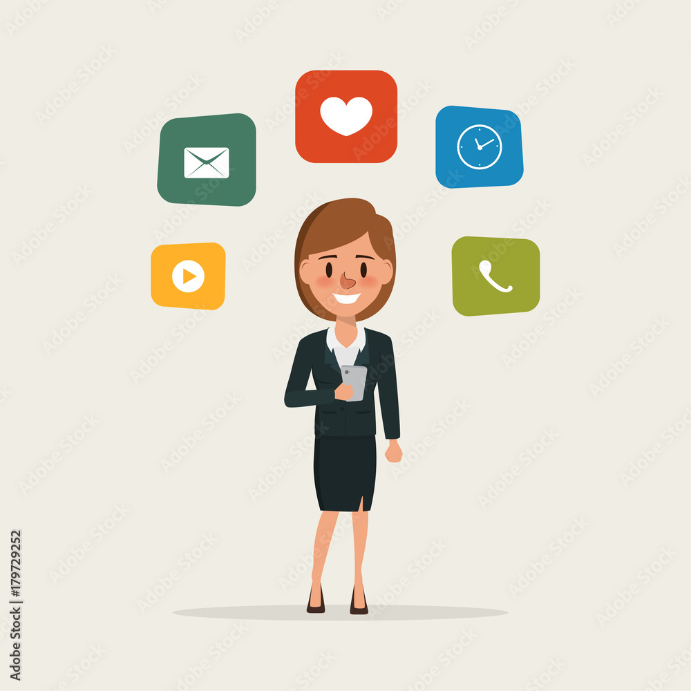 woman using smart phone to communication. Illustration vector people design. woman using smart phone to communication. Illustration vector people design.
