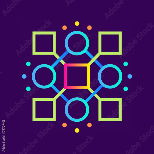 Linear icon Algorithms, Pattern Recognition. Data science technology and machine learning process. Suitable for print, website and presentation