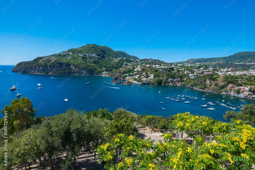 A summer day visiting Aragonese Castle in, Ischia Ponte, Ischia, Phlegrean Islands, Tyrrhenian Sea, Italy, South Europe