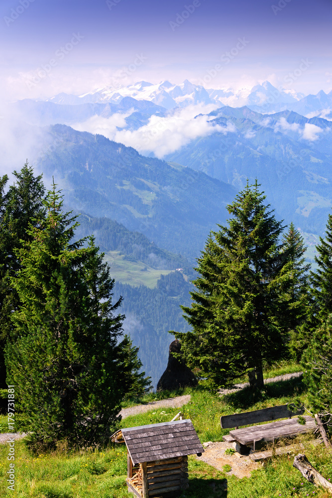 Scenic View of Swiss Alps Mountains
