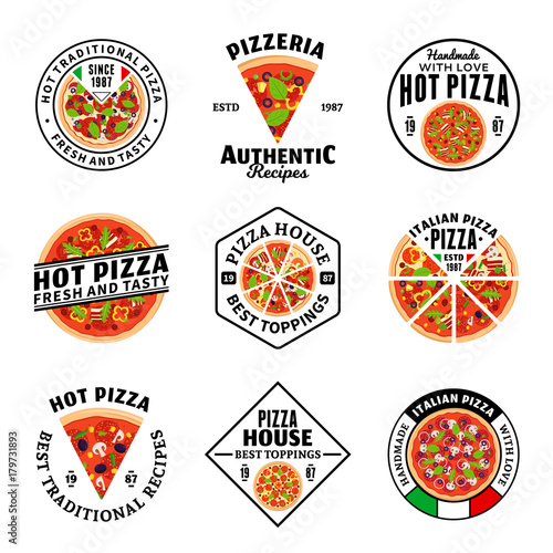 Vector pizza logo collection