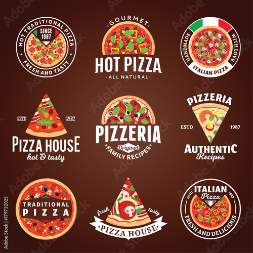 Vector pizza logo collection