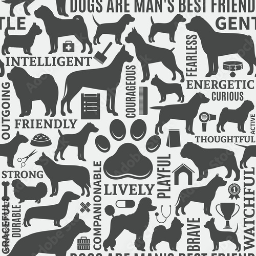 Vector dogs seamless pattern or background