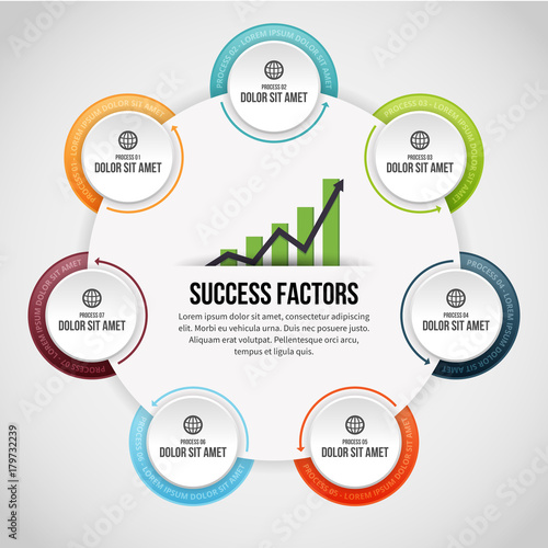 Seven Process Circle Clips Infographic