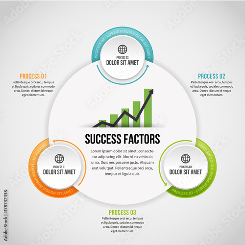 Three Process Circle Clips Infographic