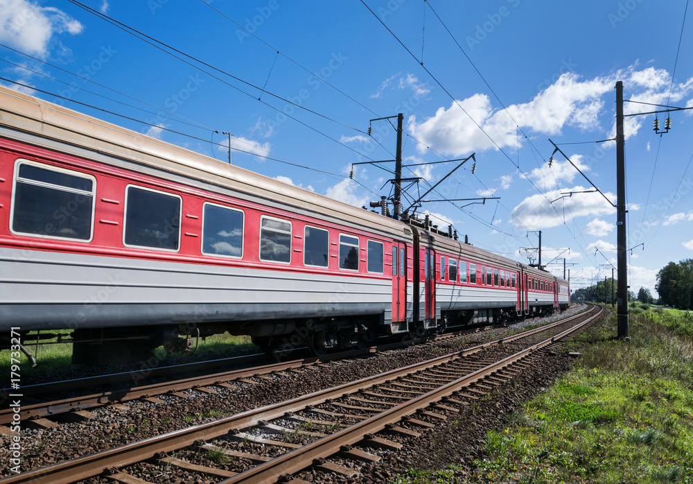 Electric locomotive with a passenger train
