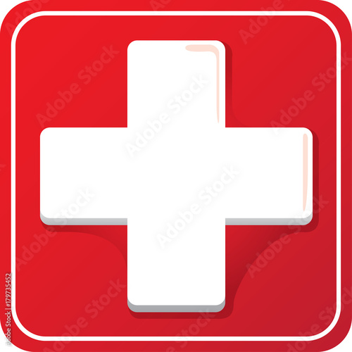 Icon representing cross health, hospital or pharmacy. Ideal for medical and institutional materials