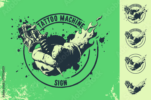 tattoo machine and hand sign