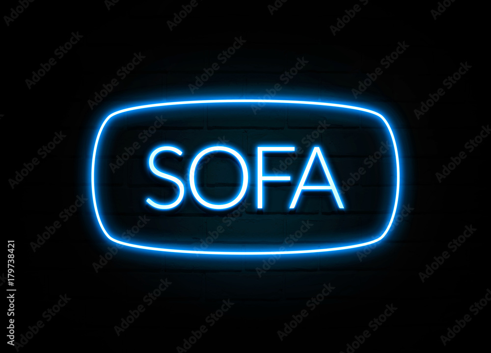 Sofa - colorful Neon Sign on brickwall Sofa - colorful Neon Sign on brickwall