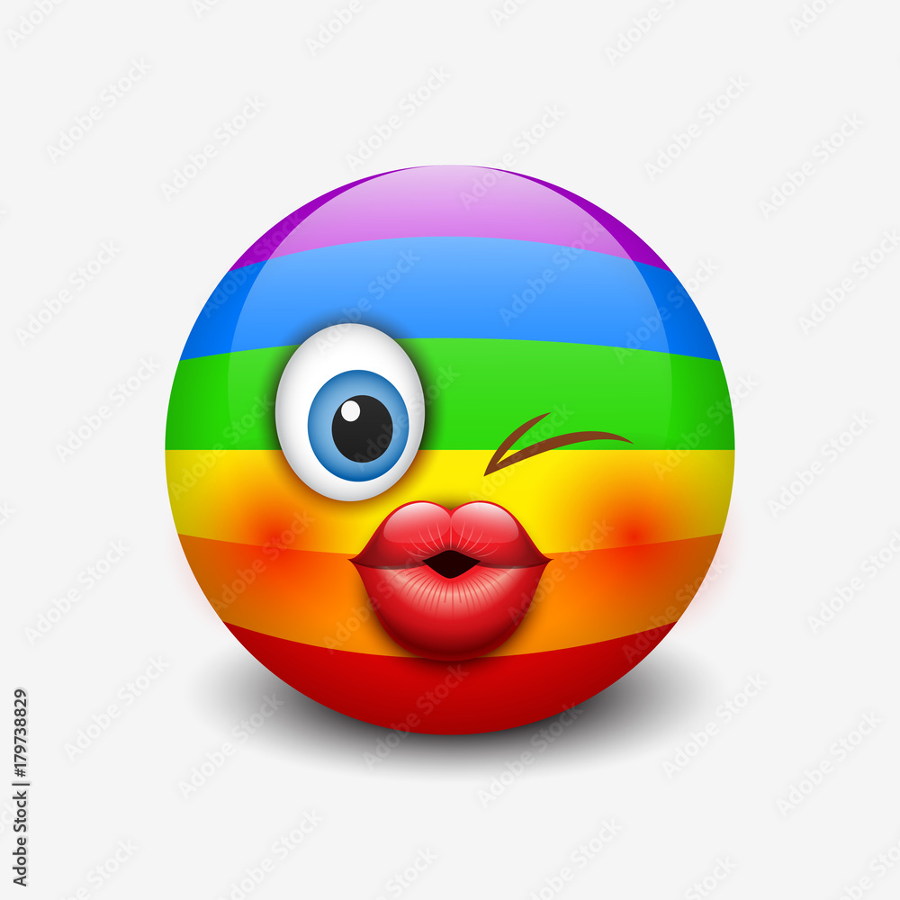 Cute Rainbow Kissing Emoticon Emoji Stock Vector Adobe Stock