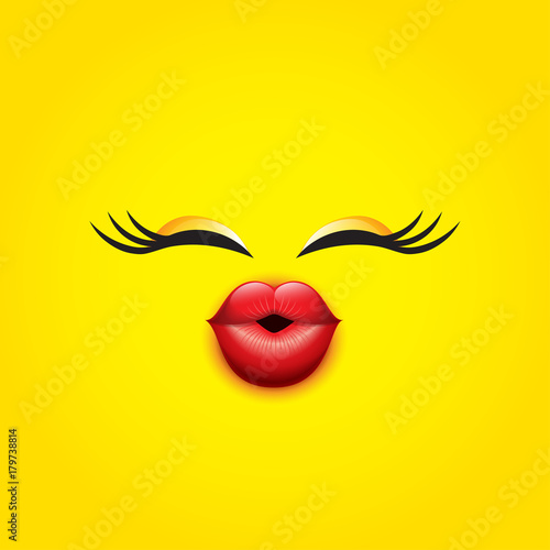 Cute kissing face emoticon, emoji