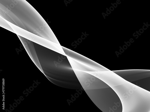 Bilde på lerret White Abstract Waves On Black Background