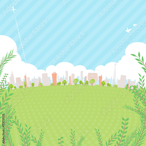 Townscape back image illustration_green square