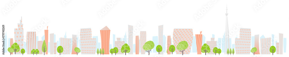 Townscape back image illustration_White back wide Townscape back image illustration_White back wide