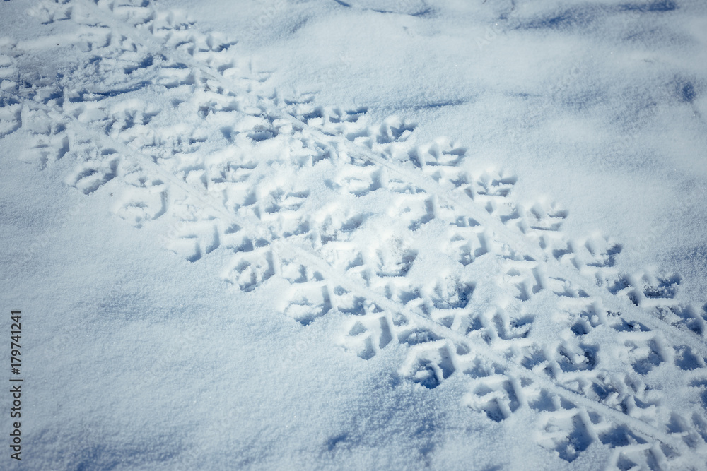tire tracks on the snow