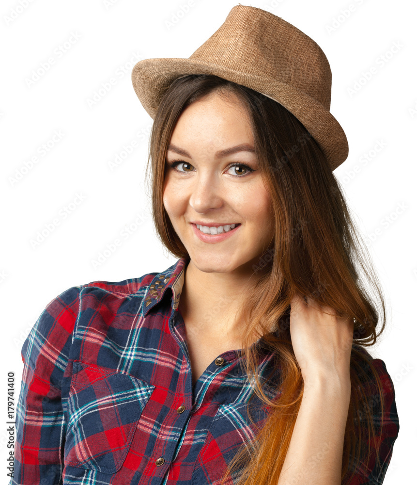 Happy woman posing isolated on white background Happy woman posing isolated on white background