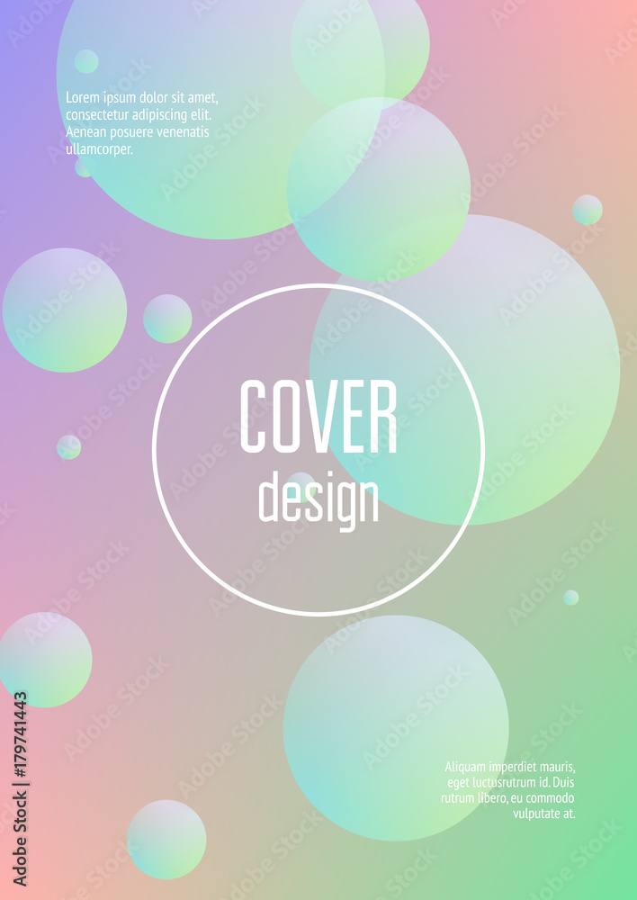 Fluid poster with round shapes. Gradient circles on holographic background. Modern hipster template for placards, covers, banners, flyers, presentations, annual. Minimal fluid poster in neon colors. Fluid poster with round shapes. Gradient circles on holographic background. Modern hipster template for placards, covers, banners, flyers, presentations, annual. Minimal fluid poster in neon colors.