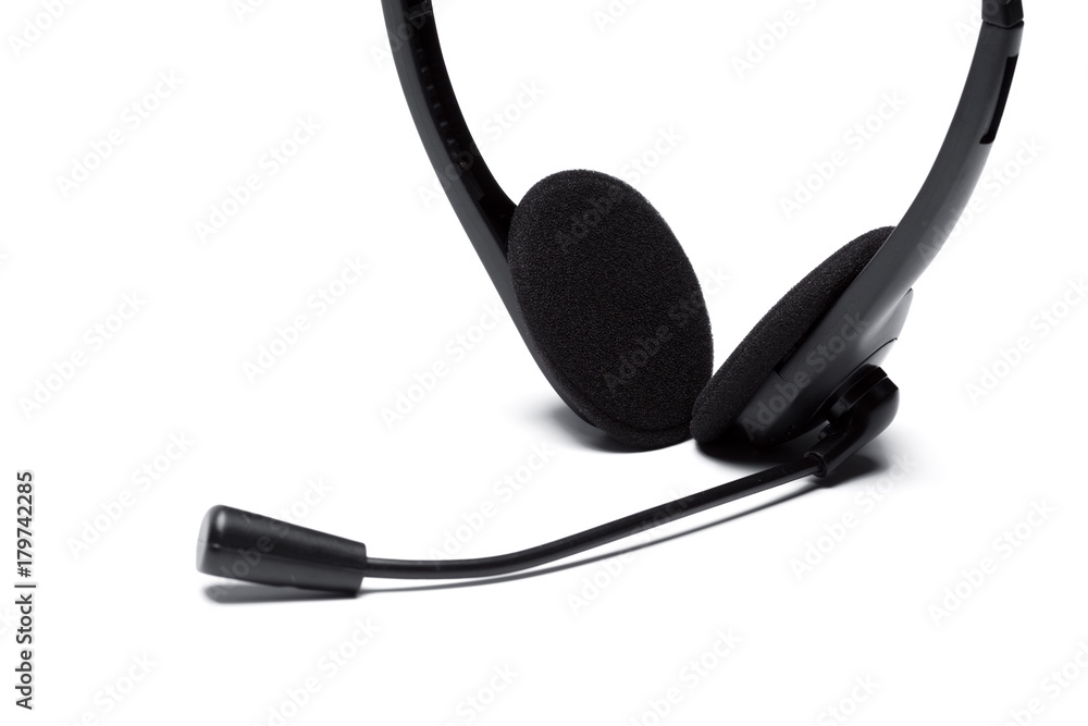 headset with microphone isolated on white headset with microphone isolated on white