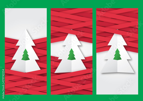 folded paper Christmas tree with braided ribbons