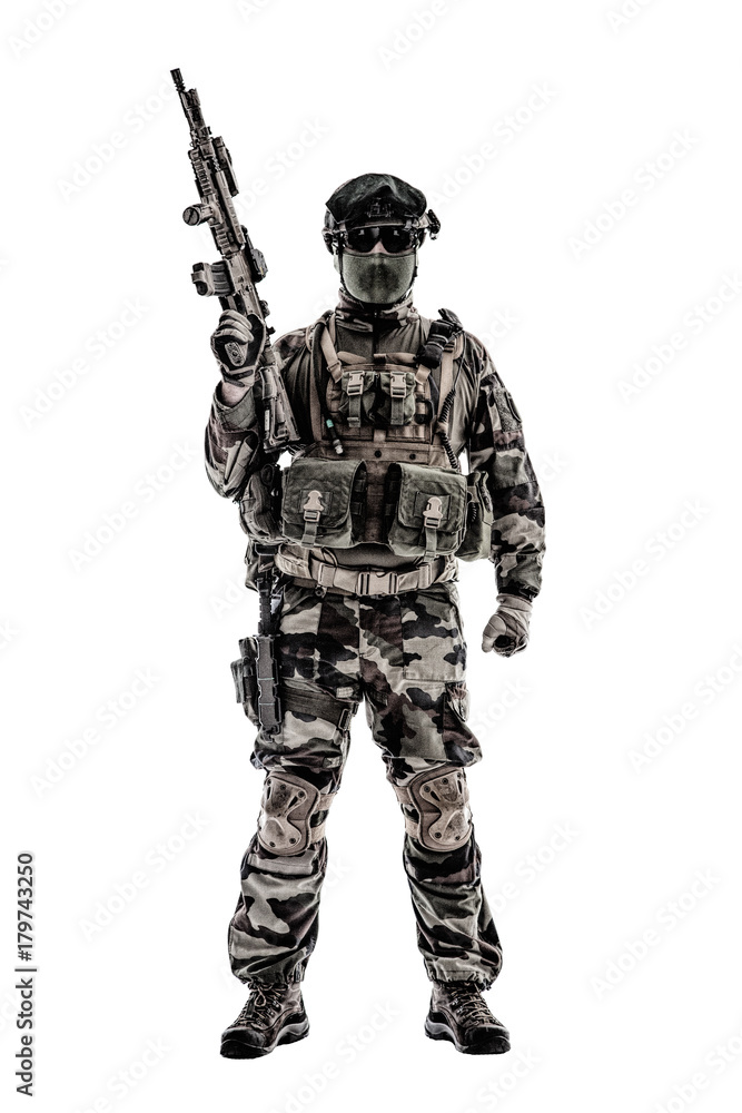 Paratroopers of french 1st Marine Infantry Parachute Regiment RPIMA studio shot Paratroopers of french 1st Marine Infantry Parachute Regiment RPIMA studio shot