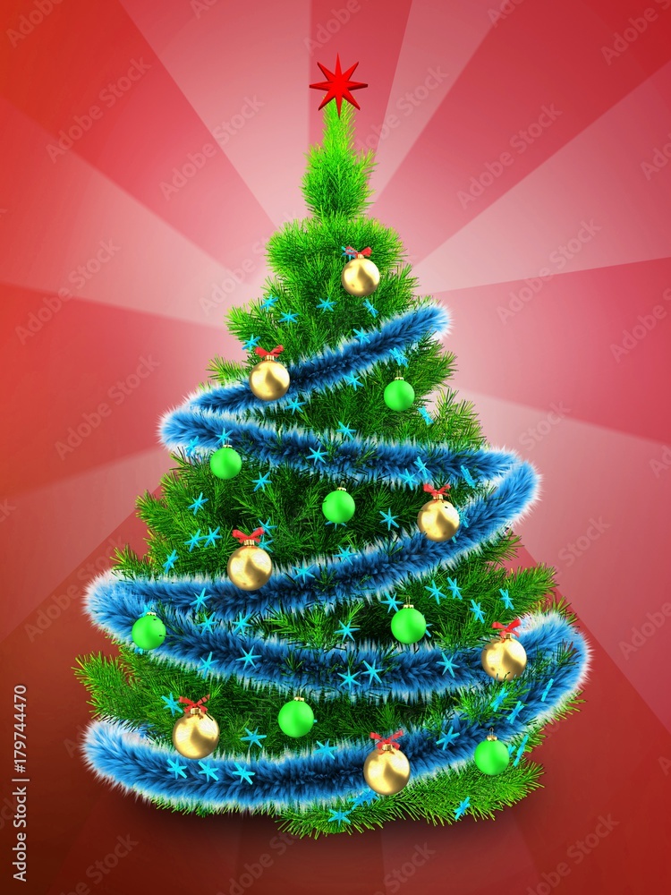 3d neon green Christmas tree over red 3d neon green Christmas tree over red