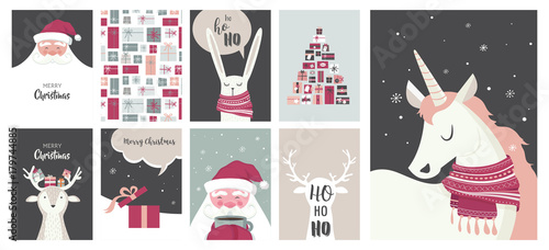 Merry Christmas cards, illustrations and icons, lettering design collection - no 4