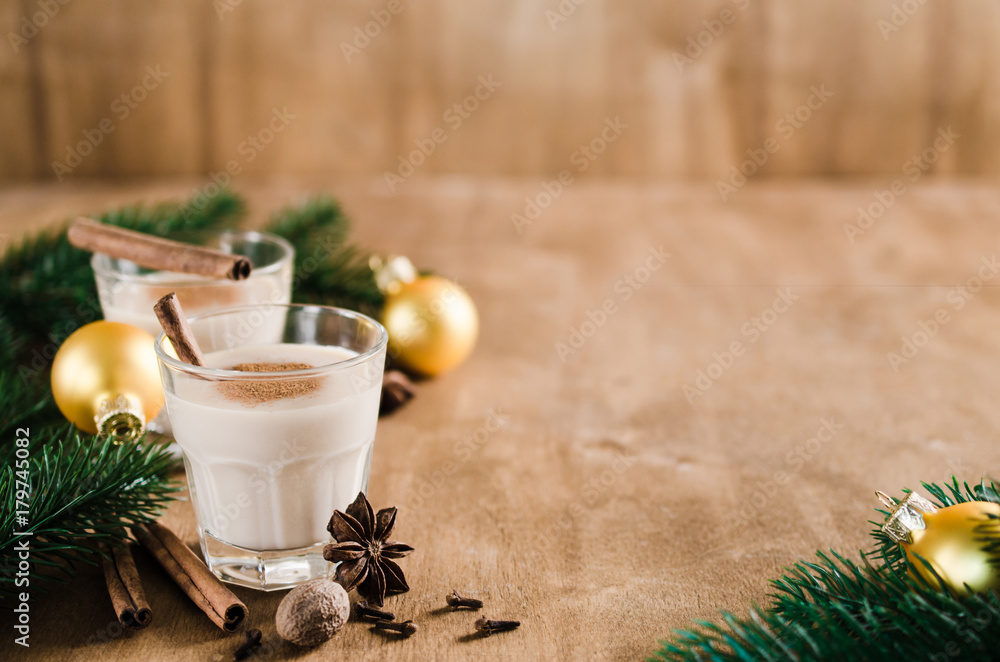 Traditional Eggnog Cocktail for Christmas Eve. Traditional Eggnog Cocktail for Christmas Eve.
