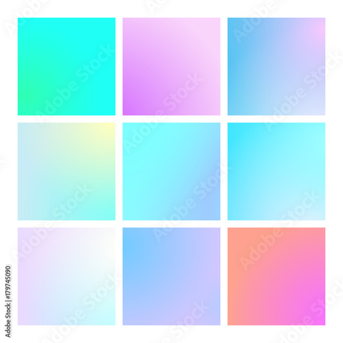 Modern gradient set with square abstract backgrounds. Colorful fluid cover for poster, banner, flyer and presentation. Trendy soft color. Template with modern gradient set for screens and mobile app © Holo Art