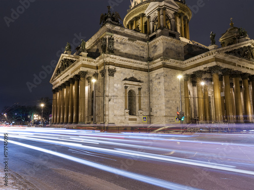 Saint Isaac's Cathedral landmark Petersburg night