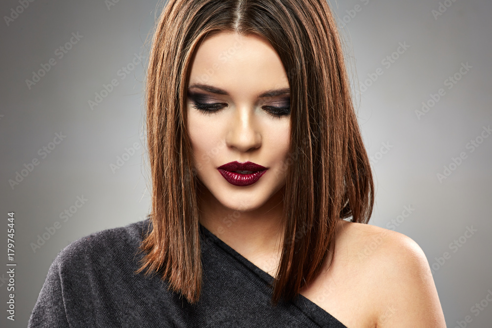 Face portrait of young woman with smoky eyes make up. Face portrait of young woman with smoky eyes make up.