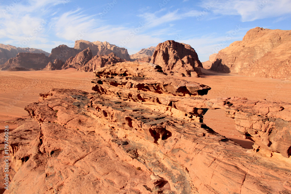 Natural rock bridge formation on Wadi Rum desert in Jordan Natural rock bridge formation on Wadi Rum desert in Jordan