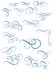 Collection or set of vintage styled calligraphic flourishes