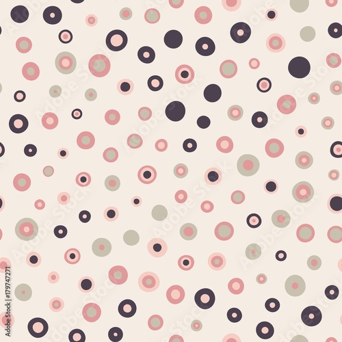 Seamless circles pattern with beige background. Vector repeating texture.