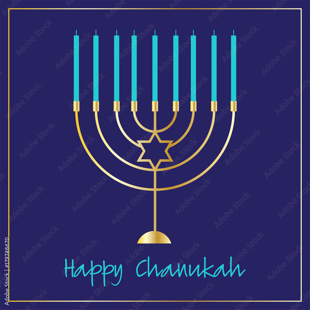 chanukah menorah graphic on blue Stock Illustration Adobe Stock