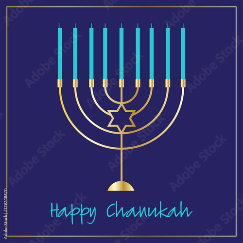 chanukah menorah graphic on blue