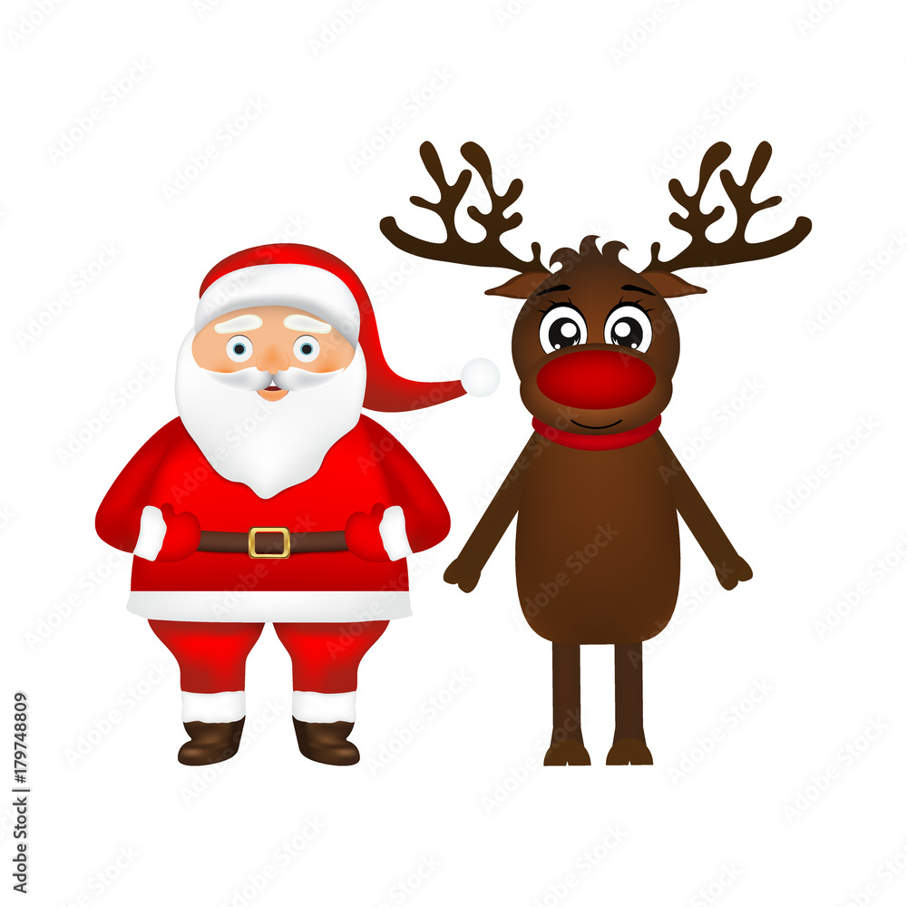 Santa Claus and reindeer on white background Santa Claus and reindeer on white background