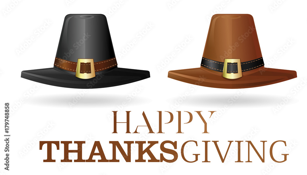 Pilgrims hat set. Black and brown pilgrim hat. Collection hats of the